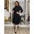 Langärmliges Hemdkleid für Damen mit Gürtel (S/M EINHEITSGRÖSSE) ITALIAN FASHION  IMPSS260002/DUR S / M / L schwarz