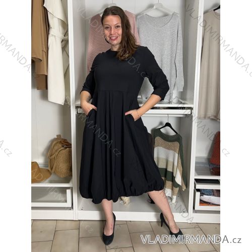 Langärmliges Hemdkleid für Damen mit Gürtel (S/M EINHEITSGRÖSSE) ITALIAN FASHION  IMPSS260002/DUR S / M / L schwarz
