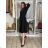 Langärmliges Hemdkleid für Damen mit Gürtel (S/M EINHEITSGRÖSSE) ITALIAN FASHION  IMPSS260002/DUR S / M / L schwarz