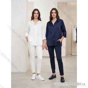 Damen Satin Langarmhemd (S/M/L ONE SIZE) ITALIAN FASHION IM322560