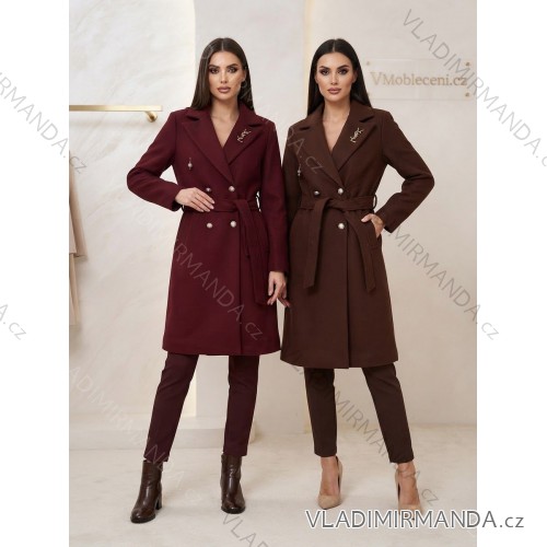 Damen-Lammmantel mit langen Ärmeln und Kapuze (Einheitsgröße S/M/L) ITALIAN FASHION IMWDD24257 S / M / L Wein
