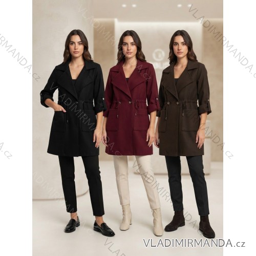 Damen-Lammmantel mit langen Ärmeln und Kapuze (Einheitsgröße S/M/L) ITALIAN FASHION IMWDD24257 S / M / L Wein