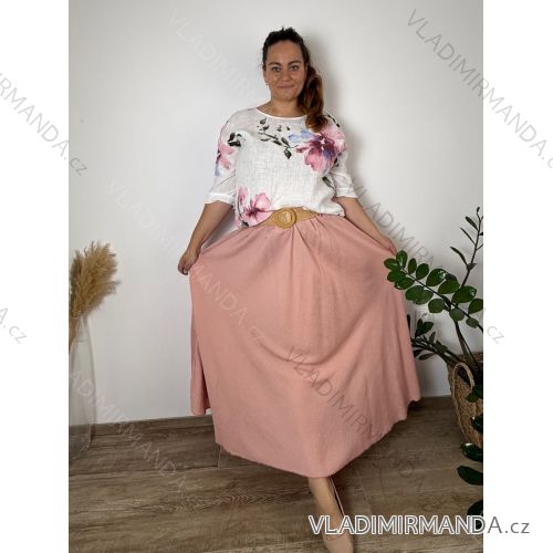 Sommerkleid oval Kurzarm Damen Übergröße (50/52/54 Einheitsgröße) ITALIAN FASHION IM425011  pink
