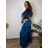 Langes Chiffon-Kurzarmkleid für Damen (S/M ONE SIZE) ITALIAN FASHION IMWGS231048 46/48/50 schwarz