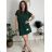 Kurzes Sommerkleid Kurzarm Damen übergroß (40/42/44 Einheitsgröße) ITALIAN FASHION IMD25022 Smaragdgrün XS/S/M