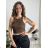 Damen-Crop-Top mit Trägern (S/M ONE SIZE) ITALIAN FASHION IMPLP2309080050 dunkelbraun XS/S/M