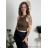 Damen-Crop-Top mit Trägern (S/M ONE SIZE) ITALIAN FASHION IMPLP2309080050 dunkelbraun XS/S/M