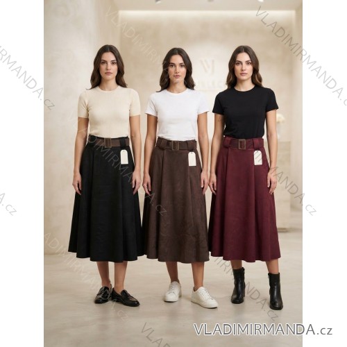 Damen-Langrock mit Gürtel MARIA (Einheitsgröße S/M/L) ITALIENISCHE MODE IMPLU26G03392 S / M / L Wein