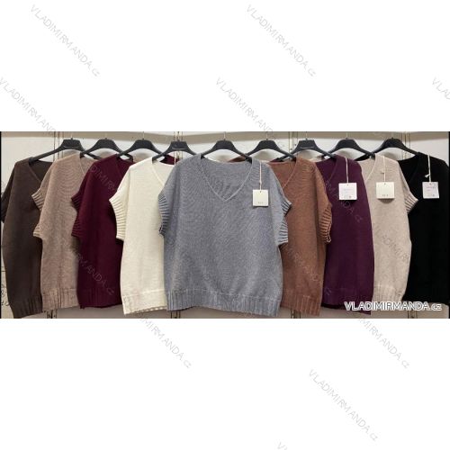 Damen-Rollkragenpullover mit kurzen Ärmeln (Einheitsgröße 42/44/46) ITALIENISCHE MODE IMC260237