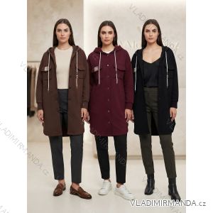 Damen-Lammmantel mit langen Ärmeln und Kapuze (Einheitsgröße S/M/L) ITALIAN FASHION IMWDD24257