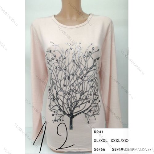 T-Shirt mit Kunststoffmuster Langarm Damen (l-3xl) ERBOSSI PM117K941