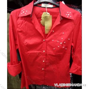 Blusen-Shirt mit Perlen elegante Langarm Damen (uni sl) REESIA PARIS ITALIAN Fashion IMC17H8815
