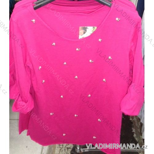 Tunika 3/4 Ärmel mit Perlen Damen (uni sl) ITALIENISCHE Mode IM718024
