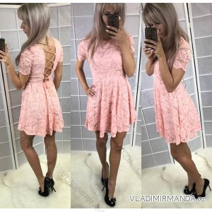 Kleid kurzärmliges Spitzendamen elegant (uni sl) ITALIENISCHE Mode IM918043
