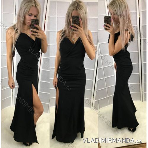 Langes ärmelloses Kleid Damen (uni sl) ITALIENISCHE Mode IM918065

