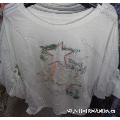 T-Shirt 3/4 lange Ärmel Damen mit Perlen (uni sl) ITALIENISCHE MODA IM718056
