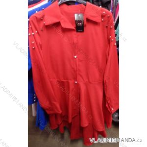 Kleid Tunika mit Perlen Langarm Frauen (uni sl) ITALIENISCHE Mode IM918114
