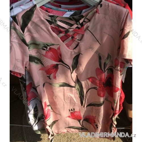 Tunika Kurzarm Damen (uni xl-3xl) ITALIENISCHE MODA IM1018015