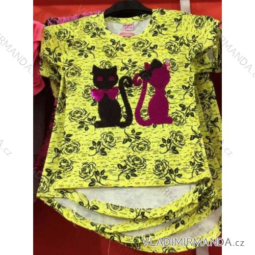T-Shirt mit kurzen Ärmeln und Pailletten für Babys (98-128) TUZZY TURKEY MODA TM218039