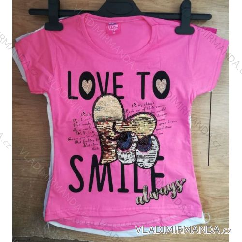 T-Shirt mit Pailletten Kurzarm Baby Teenager Mädchen (128-152) TÜRKEI WD WD18018