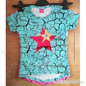 T-Shirt mit Pailletten Kurzarm Baby Teenager Mädchen (128-152) TÜRKEI WD WD18019
