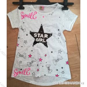 T-Shirt mit Pailletten Kurzarm Baby Teenager Mädchen (128-152) TÜRKEI WD WD18020
