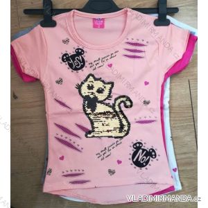 T-Shirt mit Pailletten Kurzarm Baby Teenager Mädchen (128-152) TÜRKEI WD WD18023
