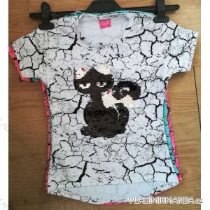 T-Shirt mit Pailletten Kurzarm Baby Teenager Mädchen (128-152) TÜRKEI WD WD18024
