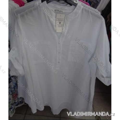 Tunika-Mantel Baumwolle Kurzarm Damen (Uni, Sl) ITALIENISCHE MODA IM718106
