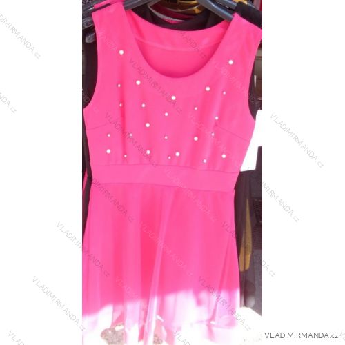 Kurzes ärmelloses Kleid mit Damenperlen (uni sl) ITALIENISCHE Mode IM618214
