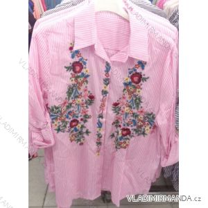 Tunika mit Streifen und Stickerei 3/4, Langarm Damen (uni sl) ITALIENISCHE MODA IM718123
