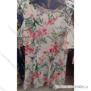 Tunika-Kleid Kurzarm floral Damen (uni sl) ITALIENISCHE MODA IM718130
