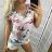 T-Shirt Kurzarm Damenblumen (uni sl) ITALIENISCHE Mode IM818051
