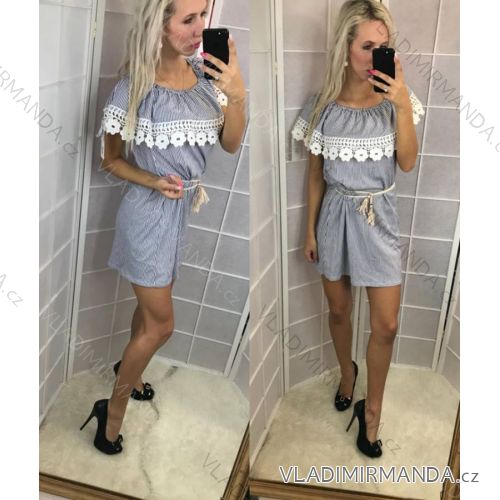 Kleid Kurzarm Damenstreifen (uni sl) ITALIENISCHE Mode IM918173
