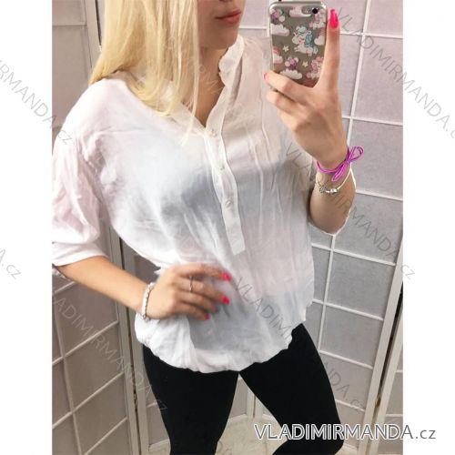 Tunika-Shirt 3/4 Ärmel Damen (uni sl) ITALIENISCHE Mode IM818073
