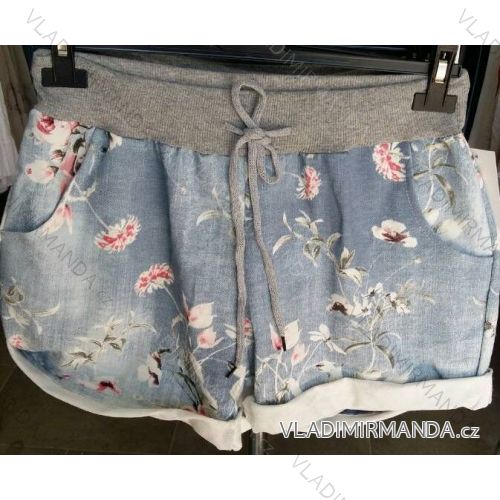 Kurze Jeanshose mit Damenblumen (uni sl) ITALIENISCHE Mode IM1218047