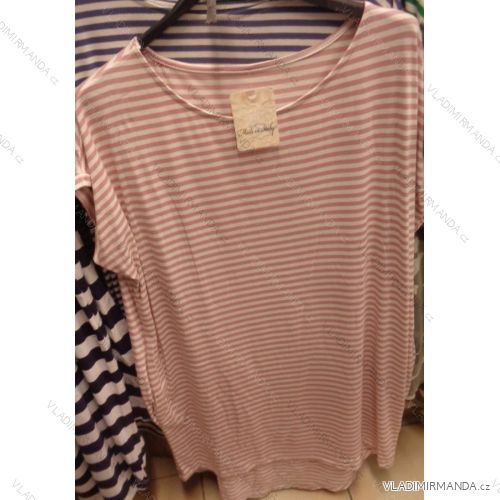 Tunika-Streifen Kurzarm Damen übergroß (uni xl-3xl) ITALIAN Fashion IM518119
