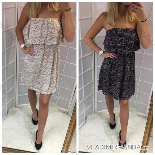 Kleid ärmellose Damenblumen (uni sl) ITALIENISCHE Mode IM918402