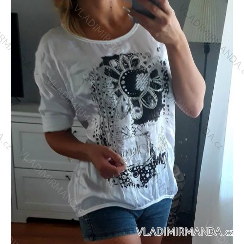 T-Shirt Tunika Langarm Satin Damen (uni sl) ITALIAN Fashion IM818105
