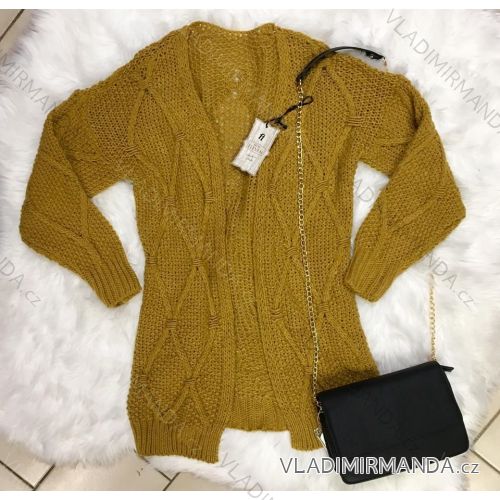 Strickjacke gestrickte lange Ärmel Damen (uni sl) ITALIENISCHE Mode IM9181011
