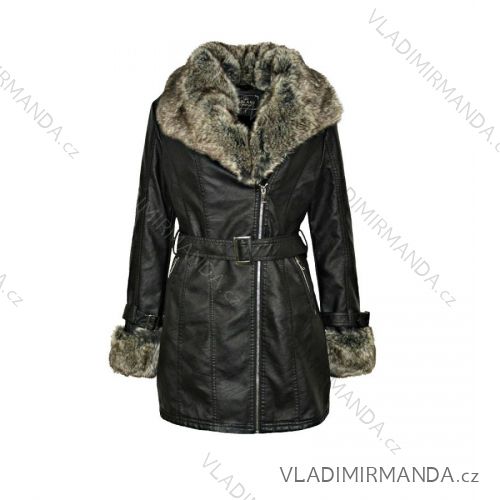 Jacke Damen warme Kunstleder mit Fell (s-2xl) POLEN LEU18-10H5524
