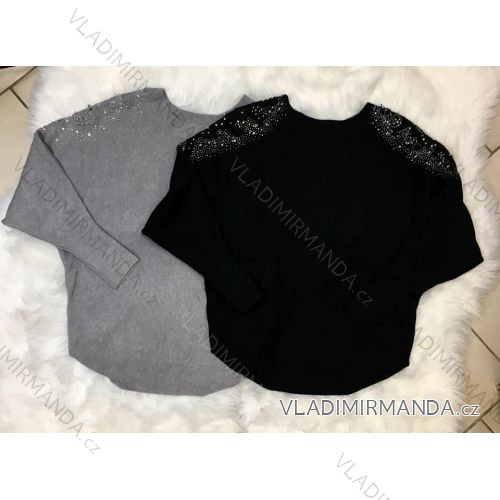 Pullover schlanke lange Ärmel mit Steinen Damen (uni sl) IM818CF-78
