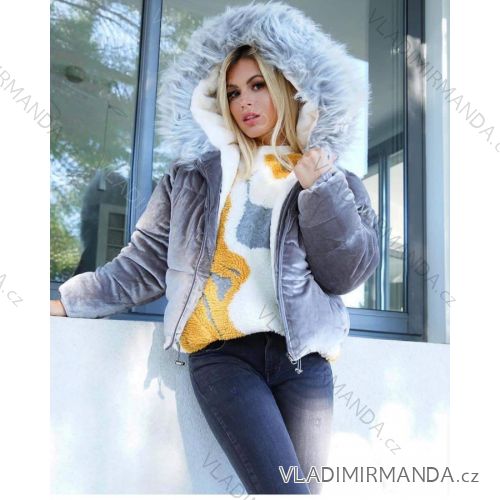 Jacke Winter Bomber Wildleder mit Kapuze und Fell Damen KZELL ITALIAN MODA 8170K