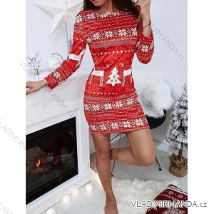 Kleid mit Weihnachtsmotiven Langarm Damen (sm) ITALIENISCHE Mode IMT18795