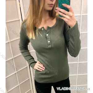 T-Shirt langarm mit Knöpfen (uni sl) ITALIENISCHE Mode IM518328