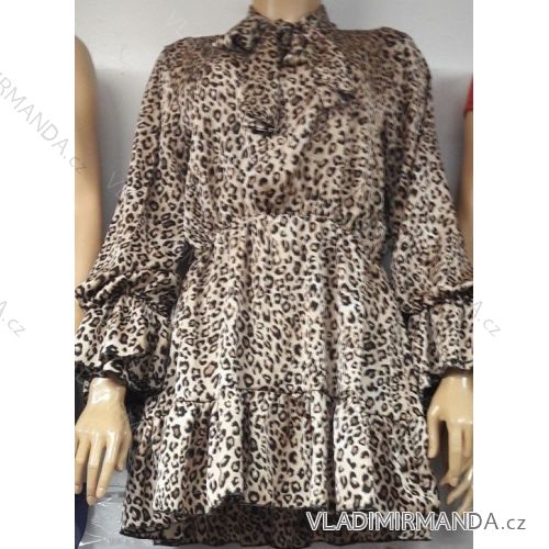 Lange Ärmel des Leopard-Kleidfrauen (uni s / m) ITALIENISCHE Mode IM519004