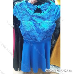 Elegantes kurzes Kleid mit Spitze (uni sl) ITALIENISCHE MODA IM919039
