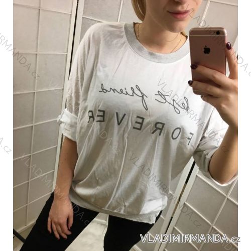 T-Shirt Tunika lange Ärmel Damen (uni xl-3xl) ITALIENISCHE Mode IM719023