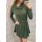 Kleid gewebt lange Ärmel Damen (uni sl) ITALIENISCHE LEDER LEU182711H1803