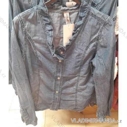 Hemdenbluse 3/4 lange Ärmel Damen (uni sl) ITALIENISCHE MODA IM518246